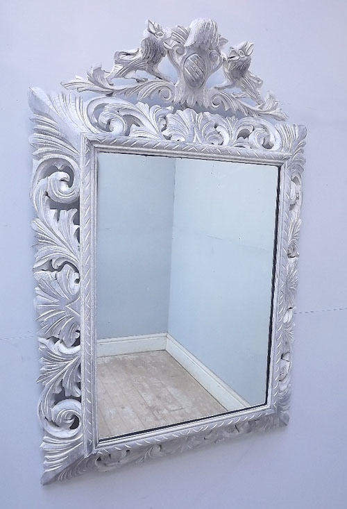 old french carved painted mirror